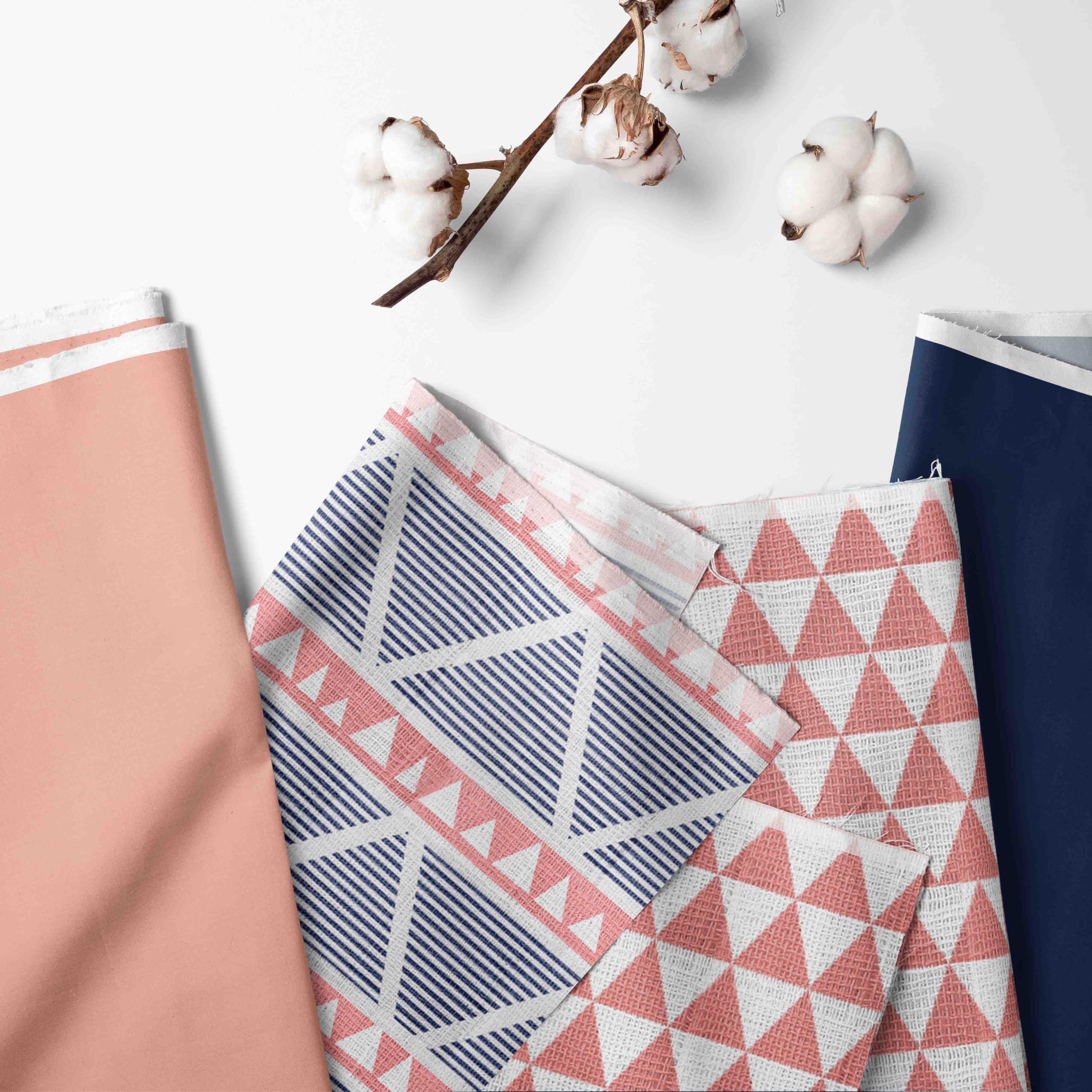 Bacati - 100 Percent Breathable Cotton Muslin 4 Piece Nursery Baby Crib Bedding Set for Boys/Girls US Standard Crib (Triangles Coral/Navy)