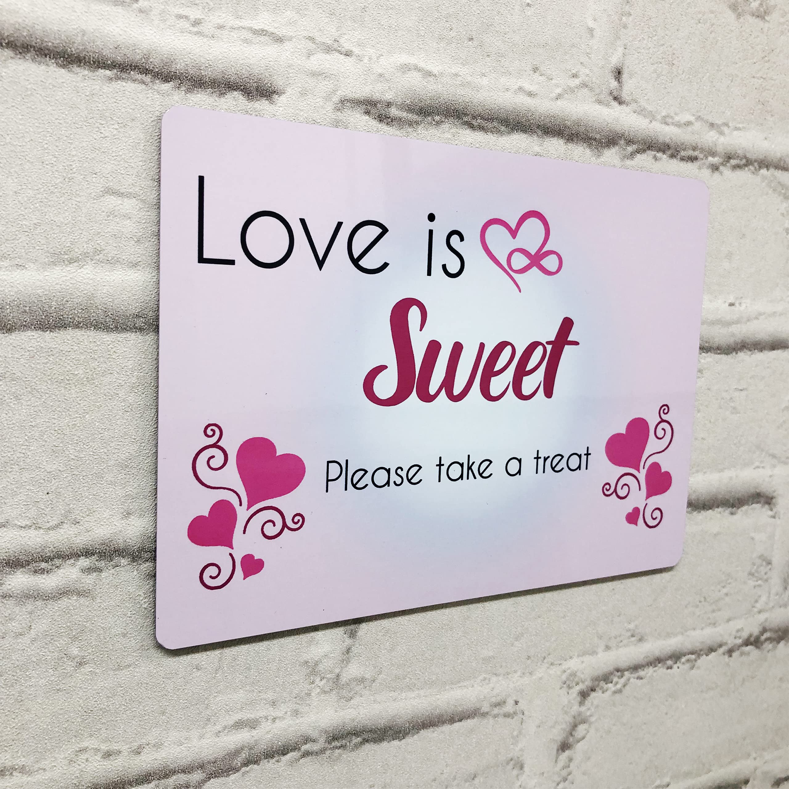 Personalised Metal Love Sign- Customised Printed Wall Art Plaque A5 Love is Sweet