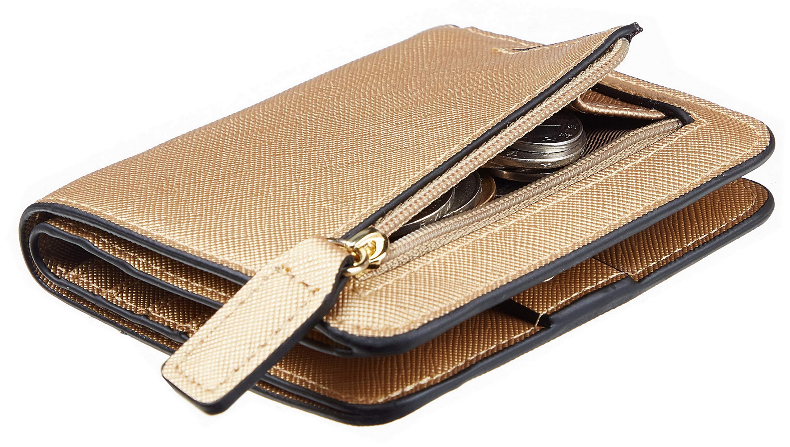 Toughergun Small Compact Bifold Wallet Genuine Leather RFID Blocking for Women with ID Window