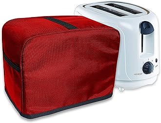 NABAAT Dust Proof Water Proof Washable Cover for 2 Slice Toaster Pop up Kitchen with Pockets Standard Size, Red (11”x 6.5”x 8”)