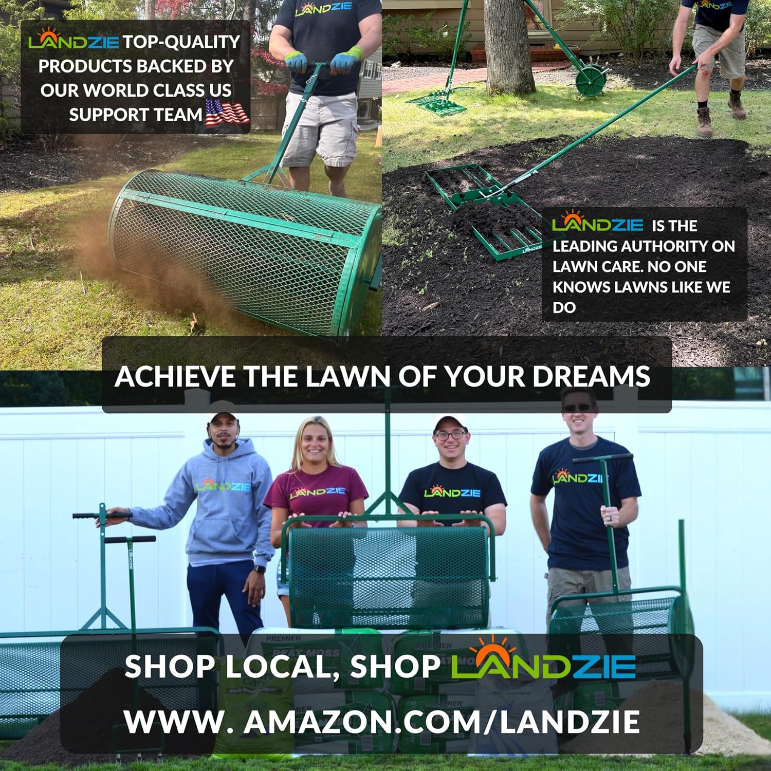 Landzie AeroCore Rolling Lawn Aerator – Manual Core Plug Aerator with Chamfered Hollow Tines – Heavy-Duty 38.8 Pound Wheel Aerator Lawn Tool – Push Yard Aerator Aeration Tool (Single)