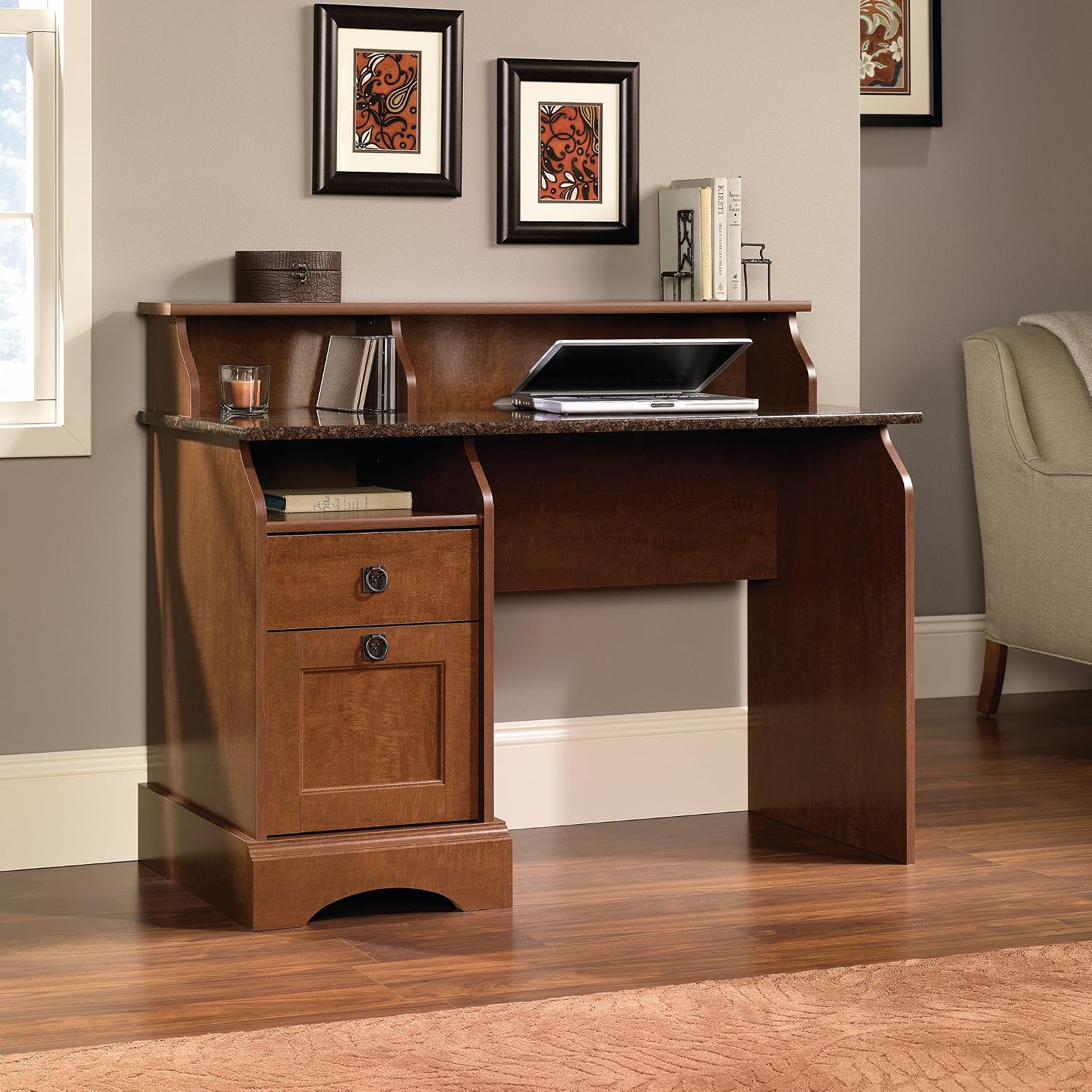 Sauder Graham Hill Desk, Autumn Maple Finish