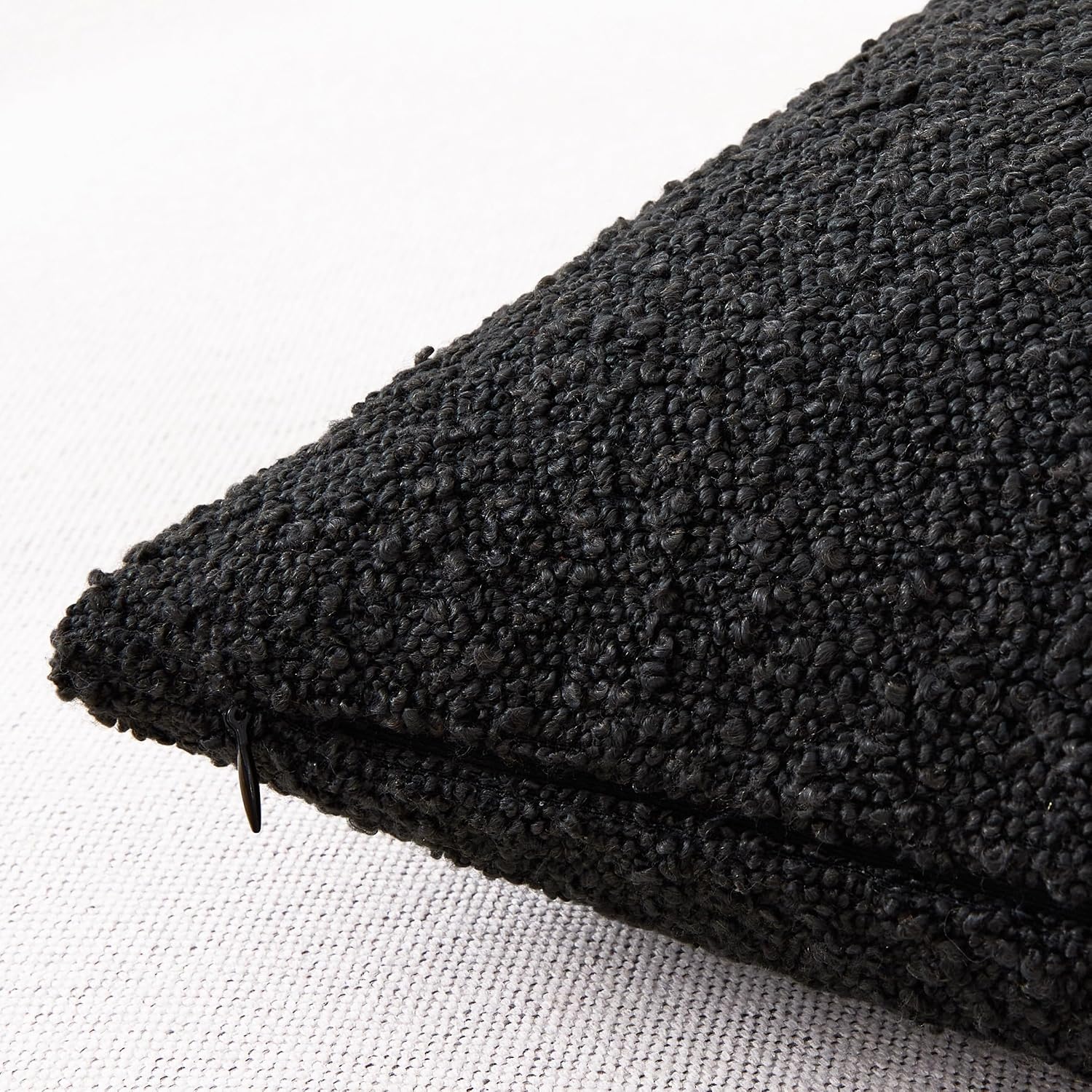 Mixhug Decorative Boucle Throw Pillow Covers, Black, 20 x 20 Inches, Pack of 2 - Textured Boho Pillow Covers for Couch and Bed