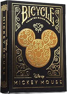 Bicycle Disney ミッキーマウスにインスパイアされたブラックとゴールドのトランプ。