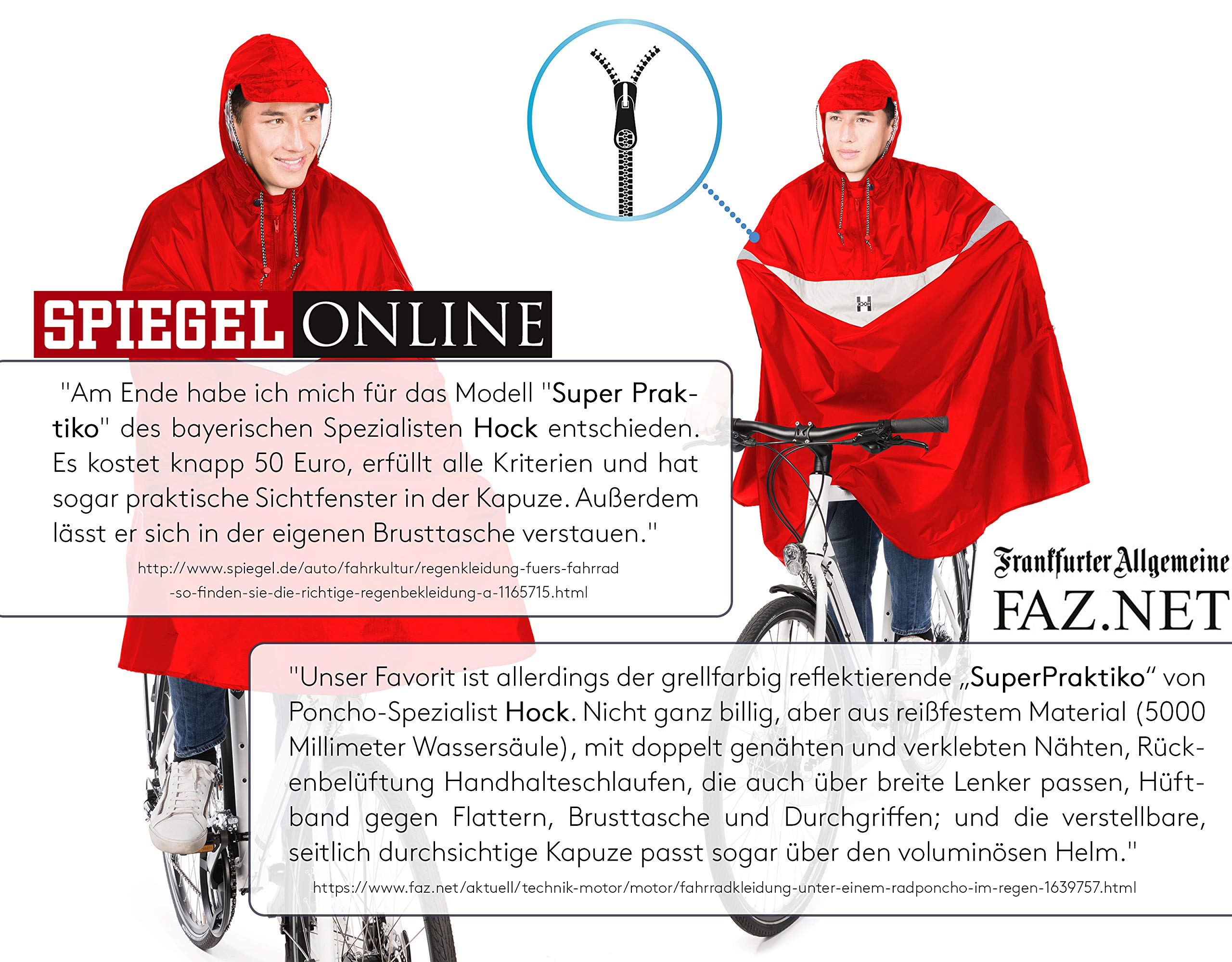 Hock Super Praktiko Radponcho, 30% Riduce, Poncho Antipioggia per Bicicletta, Donna Adulta, Logo, Tutte le Stagioni, Ob Signal, Lunga