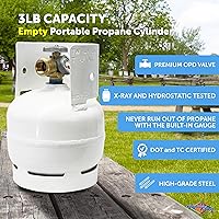 Vista 2 de Flame King 3LB - Cilindro de tanque de propano de acero vacío de 3 libras con manómetro y válvulas OPD para parrillas y barbacoas, camping, pesca