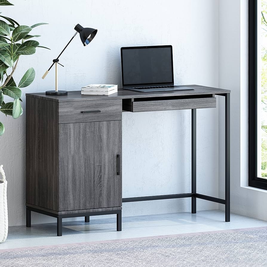 木製　ワークテーブル Amazon.com: Great Deal Furniture Joy 當代人造木電腦桌,深灰色