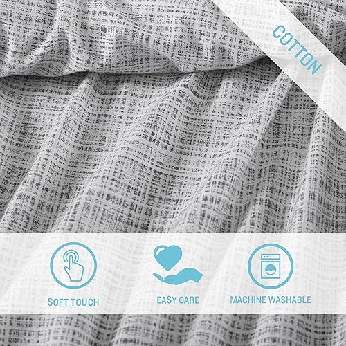 Miniatura 6 de Tommy Bahama - Juego de sábanas de algodón percal lavado, suave y transpirable, decoración de dormitorio con bolsillos profundos (gris lino rafia,