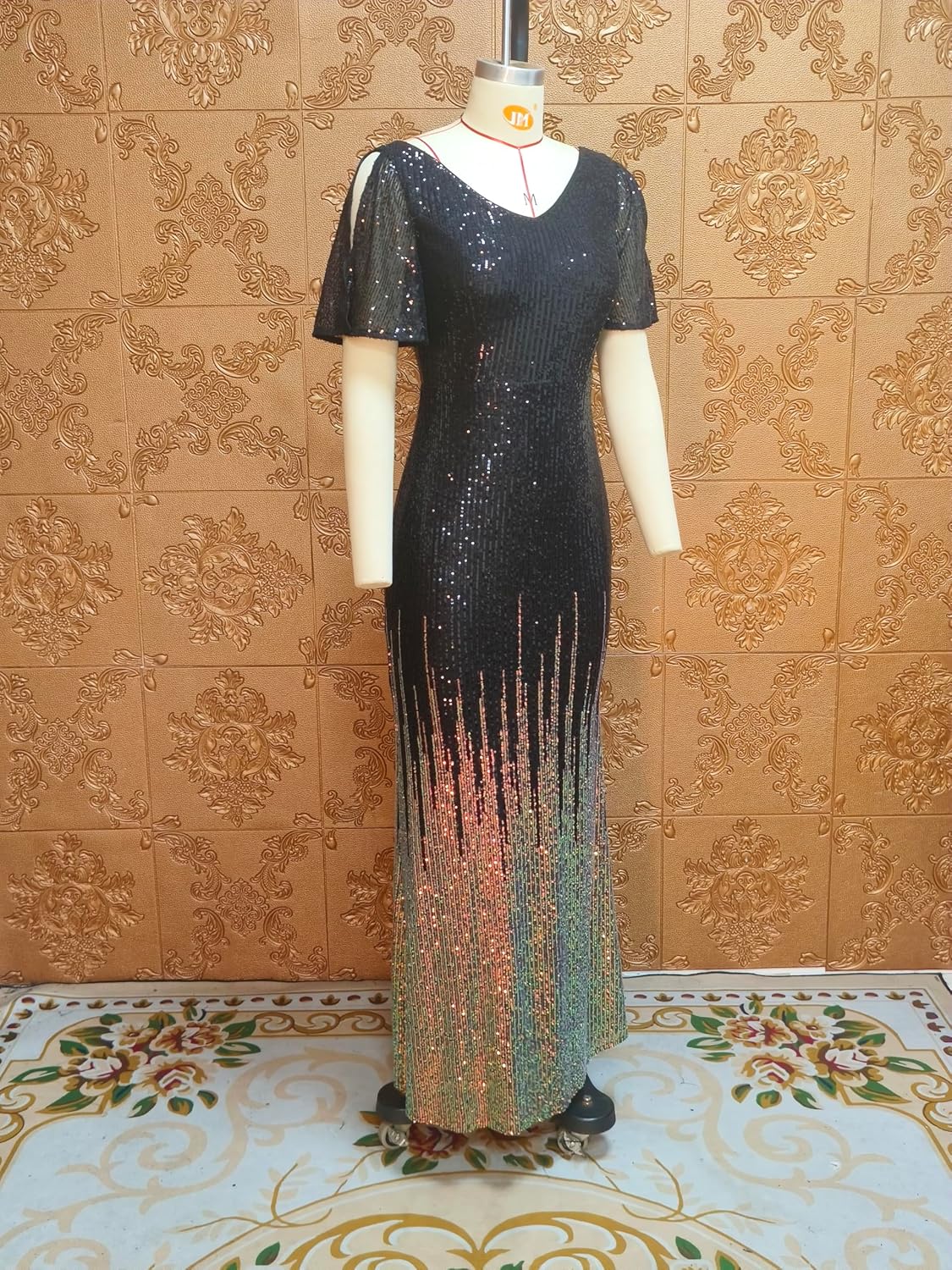 Cololura Women Sexy Elegant Sequin Short Sleeve Party Bodycon Maxi Dress Cocktail Evening Gown Formal Dresses - Image 8