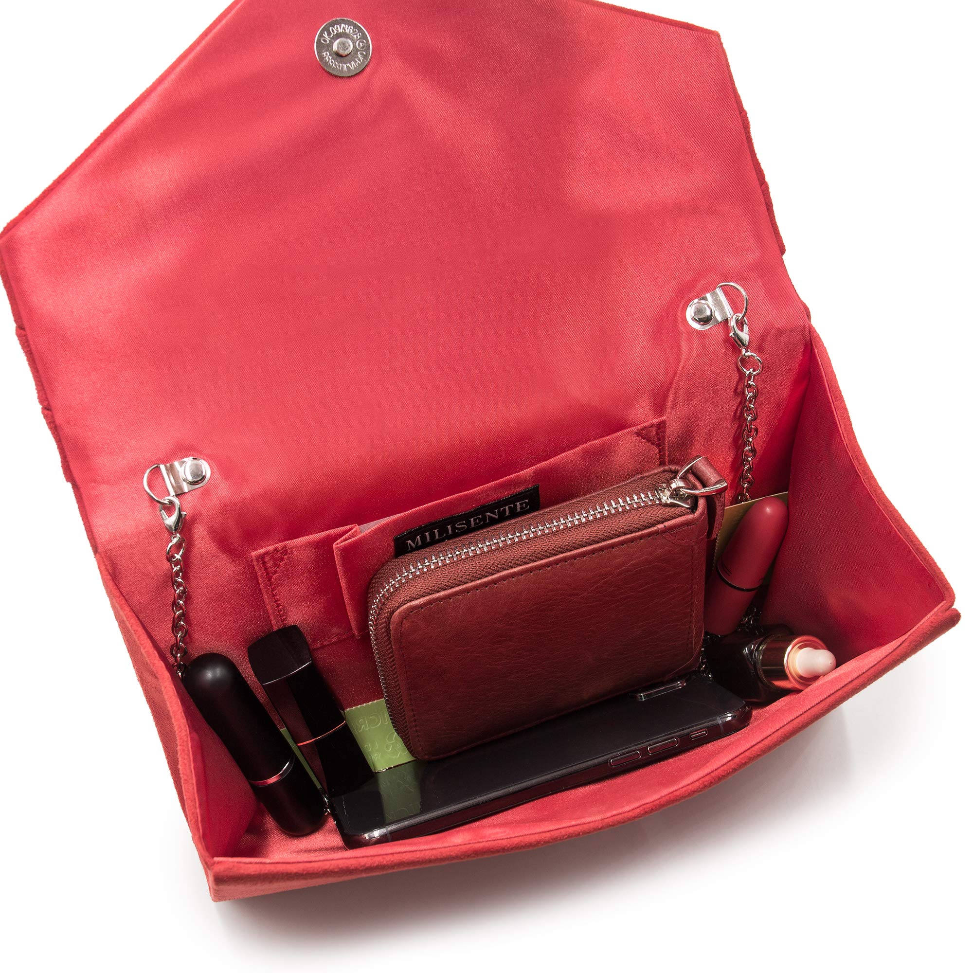 Milisente Evening Bag for Women, Suede Envelope Evening Purses Crossbody Shoulder Clutch Bag