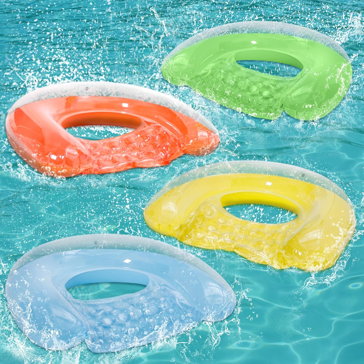 4 Pack Pool Floats Adult, PuppyuWill Minimalist Design Pool Chair Float, 46"X36" Mood-Boosting Colors, Drifter, Chair, Hammock 3-in-1 Inflatable Pool Toys for Pool Party, Lake, River, Sea, Outdoor Blue & Green & Yellow & Orange