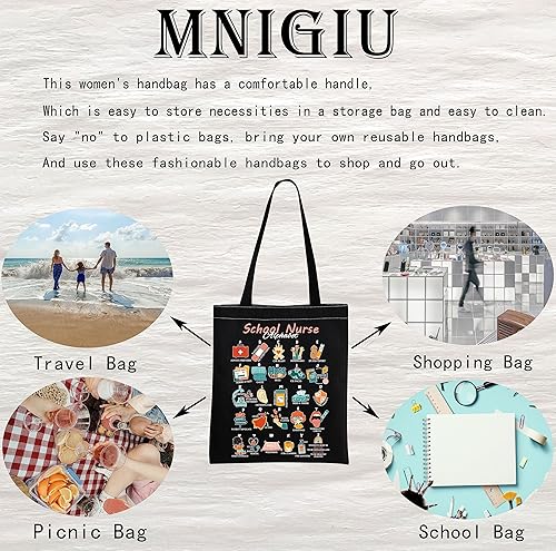 Miniatura 6 de MNIGIU Bolsa de mano para enfermera escolar, regalo de agradecimiento para enfermeras, escuela, enfermera, graduación, escuela, enfermera, alfabeto,