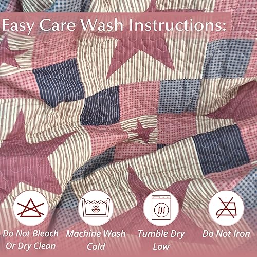 Miniatura 4 de Virah Bella Juego de ropa de cama de 3 piezas tamaño King, color rojo cabaña de montaña, juego de edredón reversible rústico de retazos con fundas