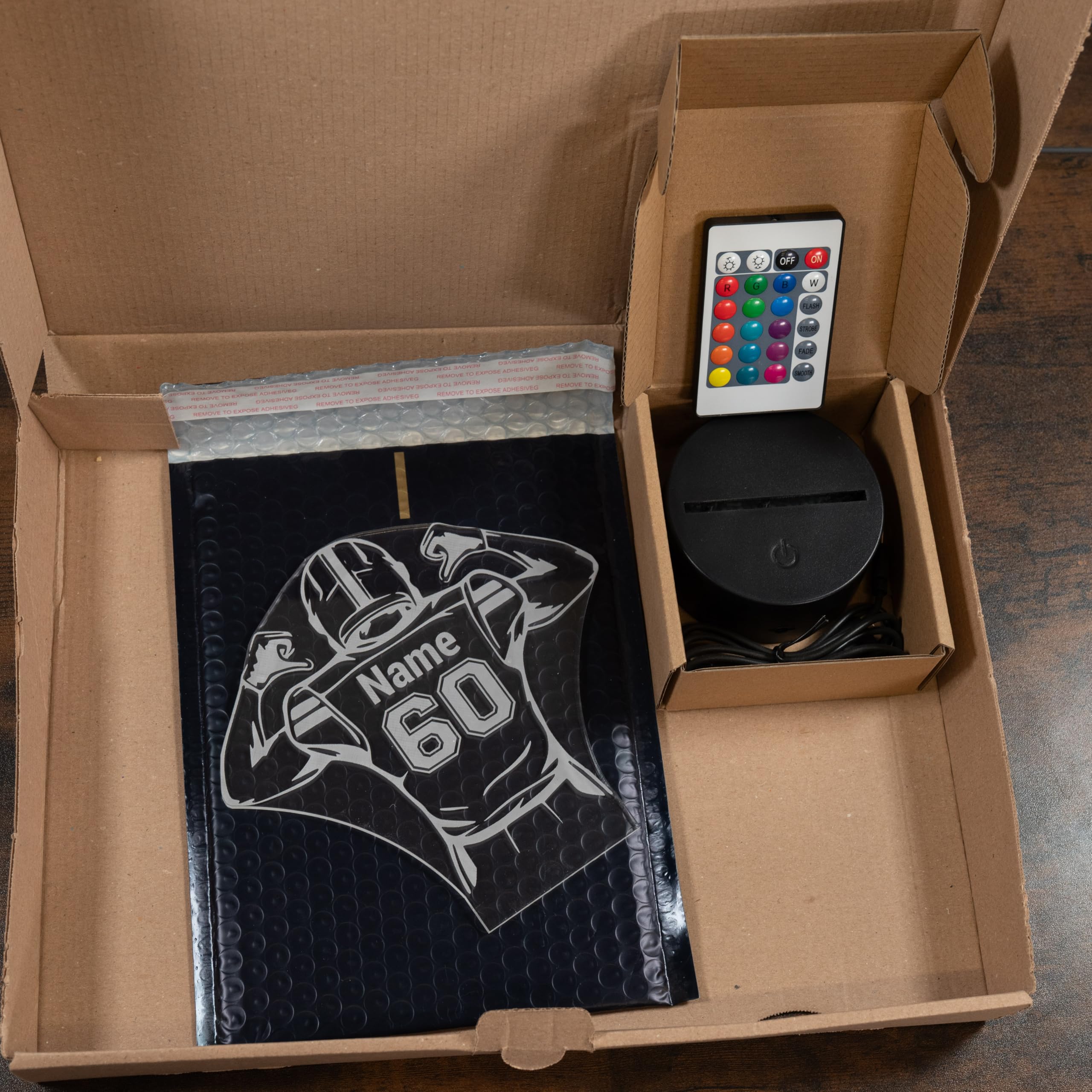 Football Lampe personalisiert – American Football Spieler Geschenk mit Name & Nummer, LED Nachtlicht Football, Sport Geschenk Spieler, Kinderzimmer Deko Licht