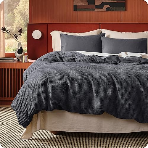 Miniatura 20 de Bedsure - Funda de edredón de algodón tamaño king - 100% algodón con tejido en rombos, color lino. Funda de edredón suave y transpirable GentleSoft™