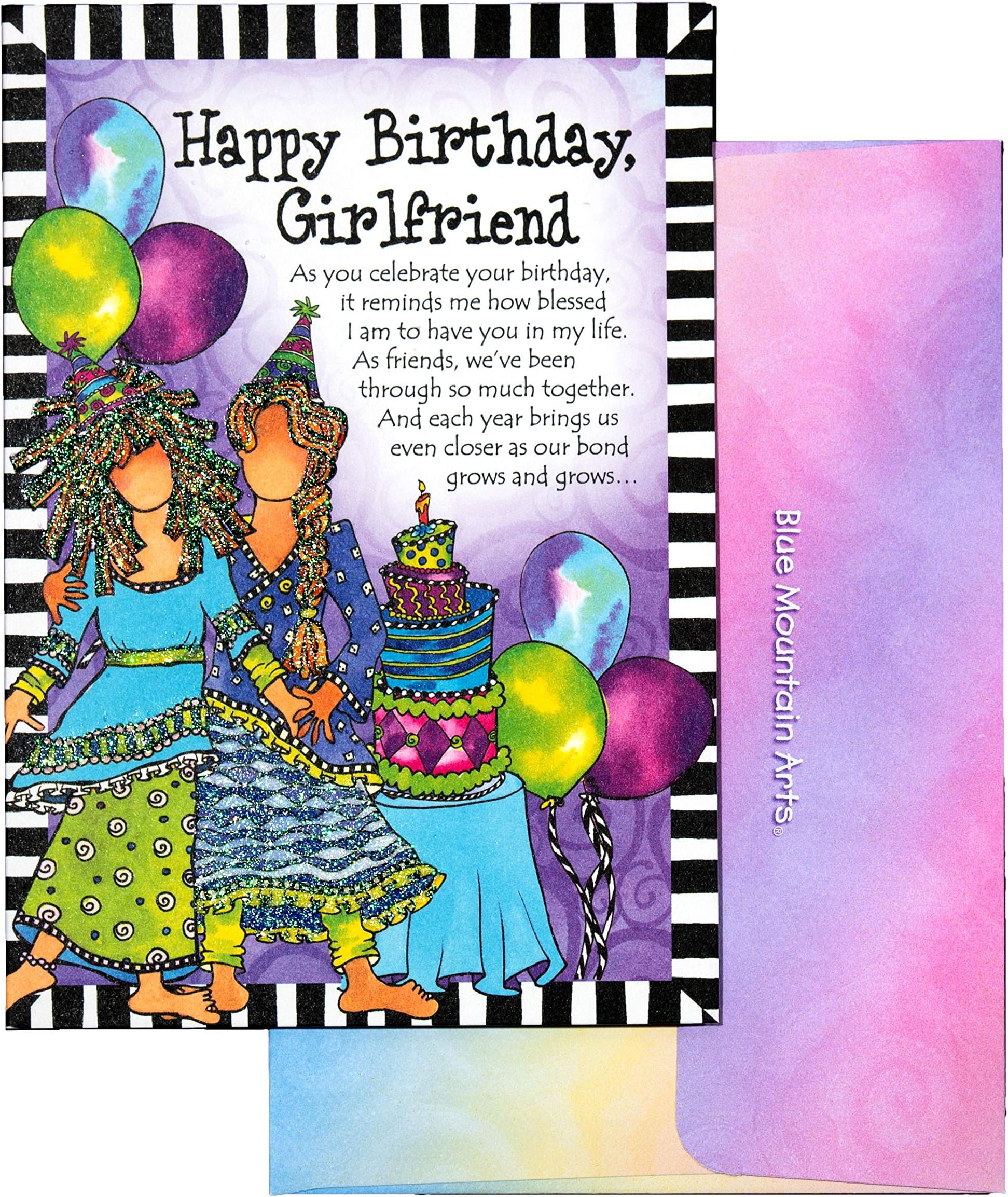 Blue Mountain Arts Greeting Card “Happy Birthday, Girlfriend” Is The Perfect Card To Celebrate The Birthday of A Dear Woman Friend, by Suzy Toronto, 4.9" x 7.0" (SZ521)