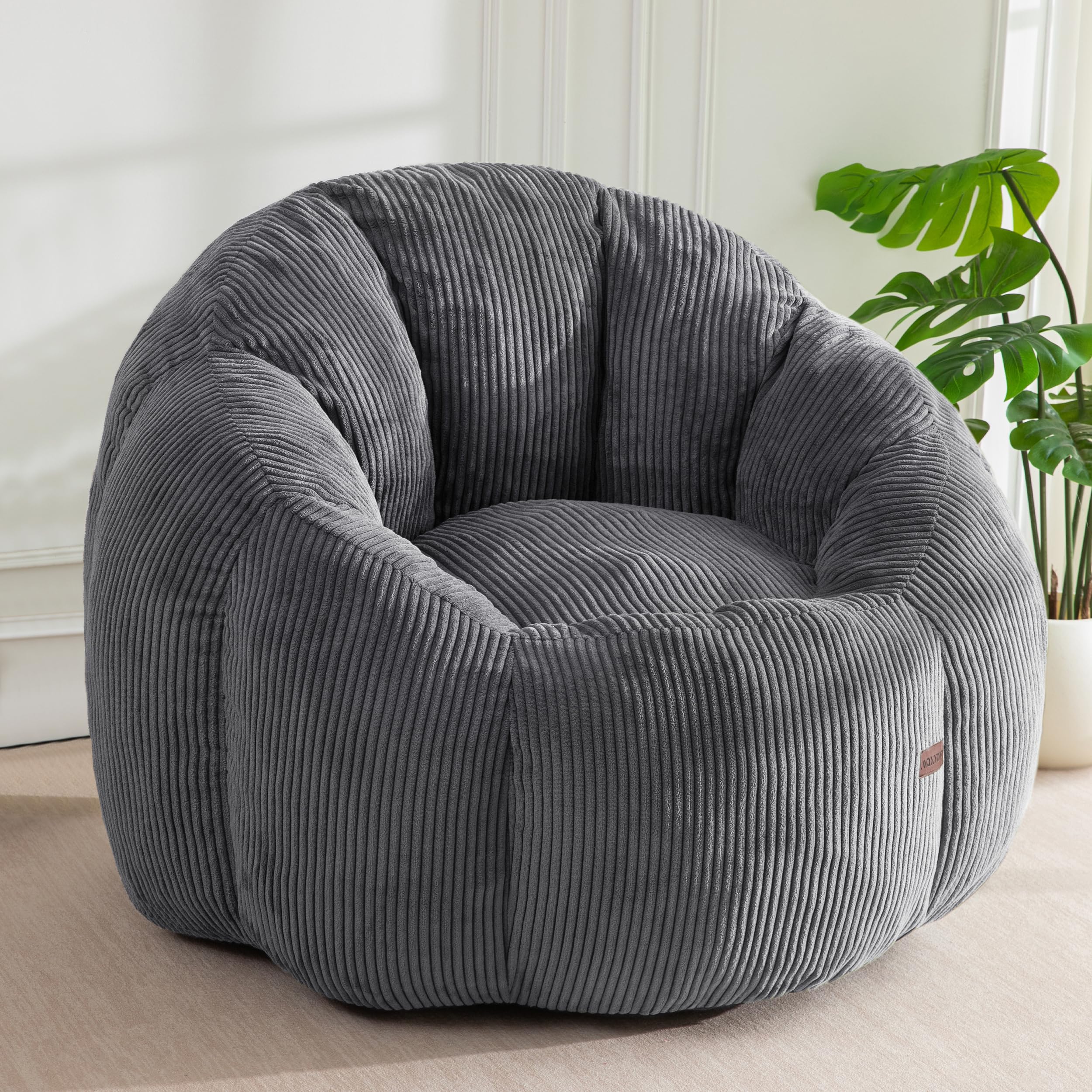 MAXYOYO Bean Bag Chair for Adults, Oversized Pumpkin-Shaped Boneless Chair