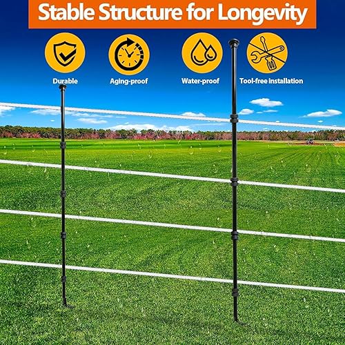 Miniatura 3 de Fercery - Poste de valla de jardín de 3.1 pies, fibra de vidrio pesada (diámetro 0.433 in), cercado temporal, paquete de 20 postes de valla