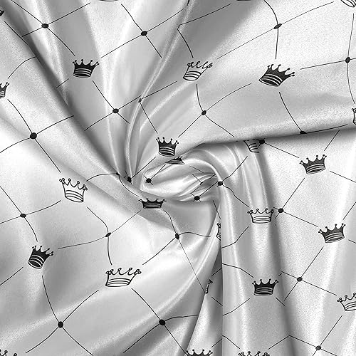 Miniatura 4 de Ambesonne Abstract Fabric by The Yard, Kings Crown Classic Empire Royal on Contemporary Simplistic Display, Decorative Satin Fabric for Home