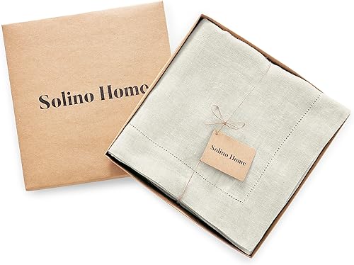 Miniatura 5 de Solino Home Mantel de lino claro  Otoño, Acción de Gracias, Navidad, 70 x 108 pulgadas, hecho a mano de lino europeo 100% puro, prelavado con