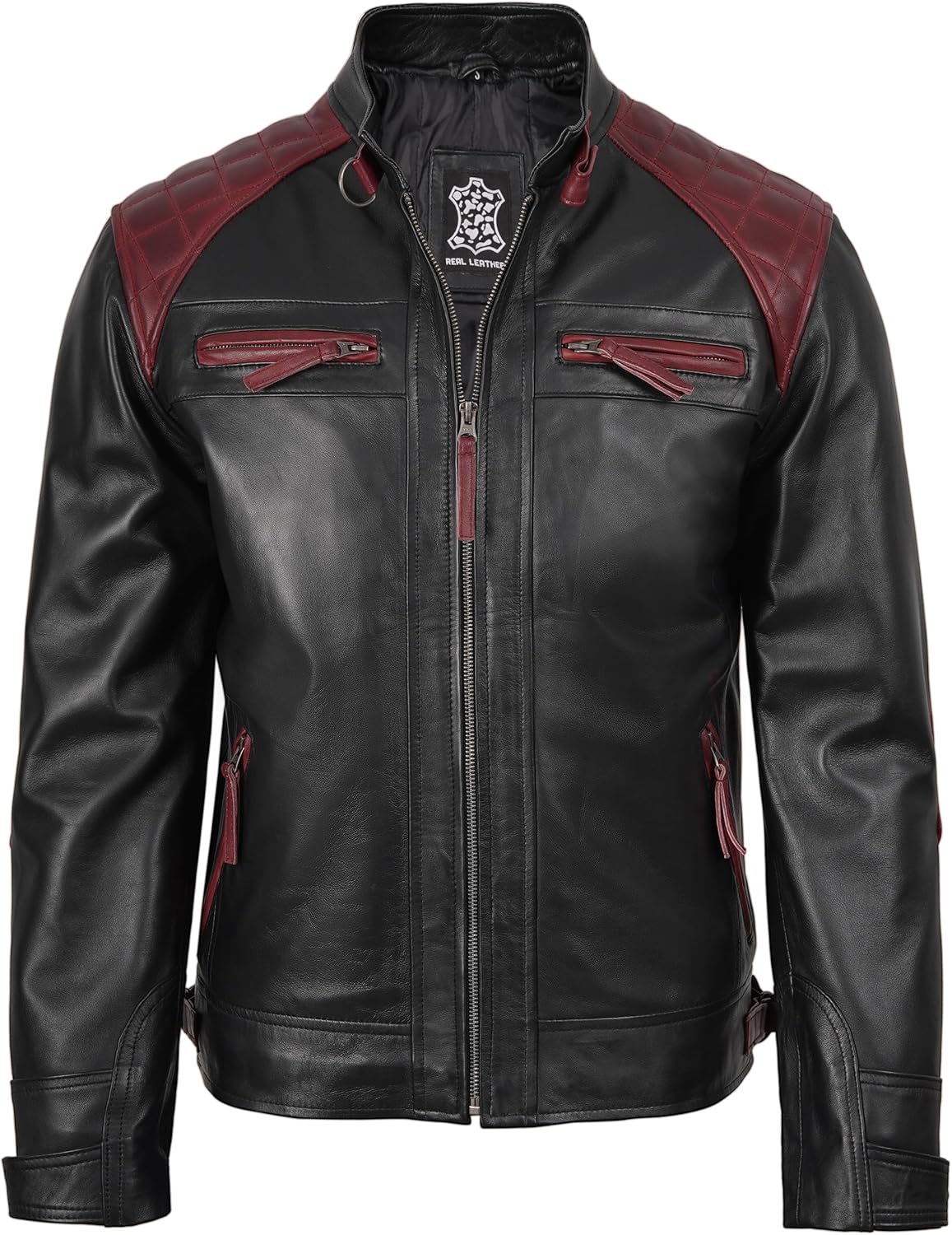 Blingsoul Leather Jacket Men - Quilted Cafe Racer Leather Jackets For Men - Image 3