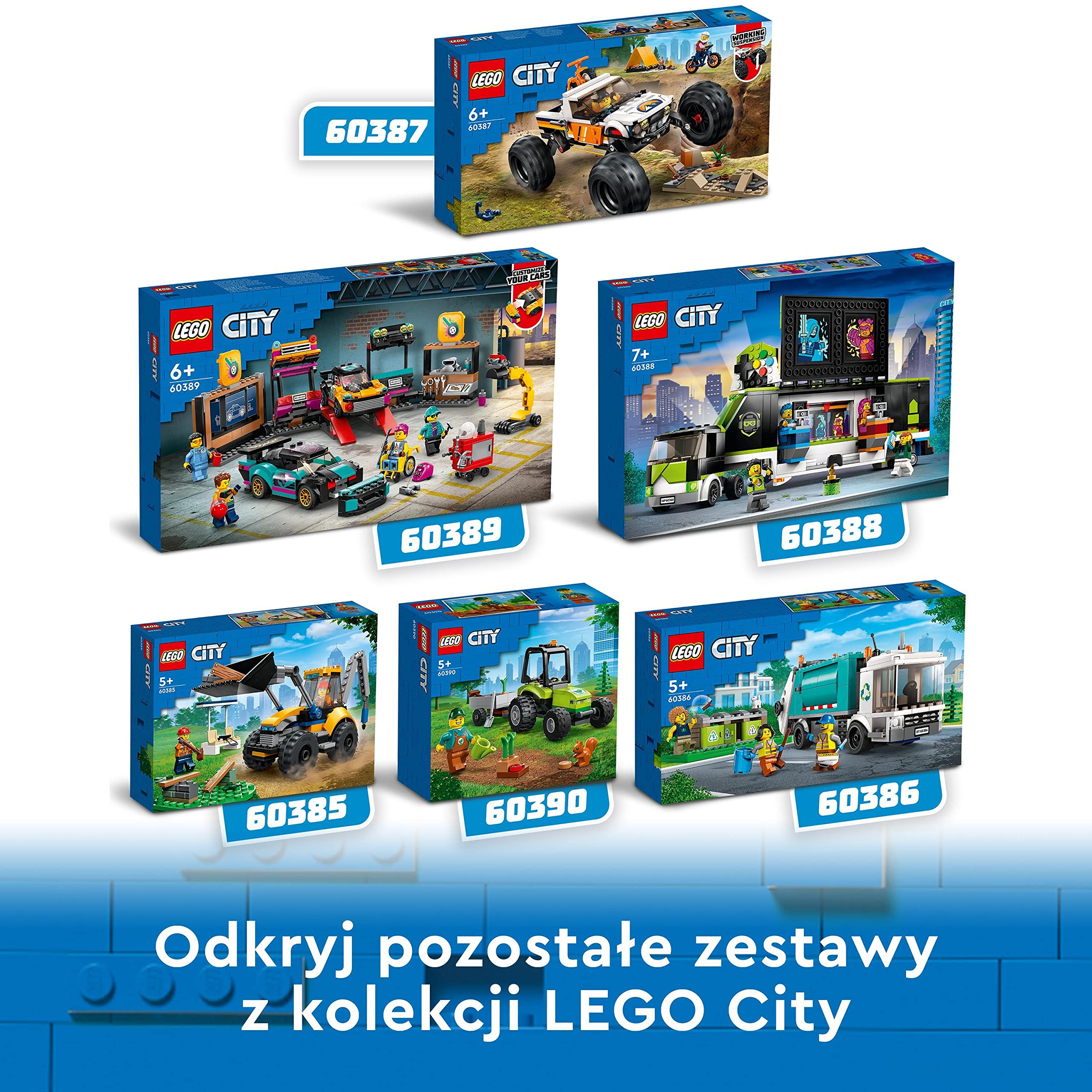 LEGO 60388 City Ciężarówka na Turniej Gier, Samochód do Zawodów e-sportowych, Zestaw dla Fanów Gier Komputerowych i Graczy od 7 lat z Minifigurkami