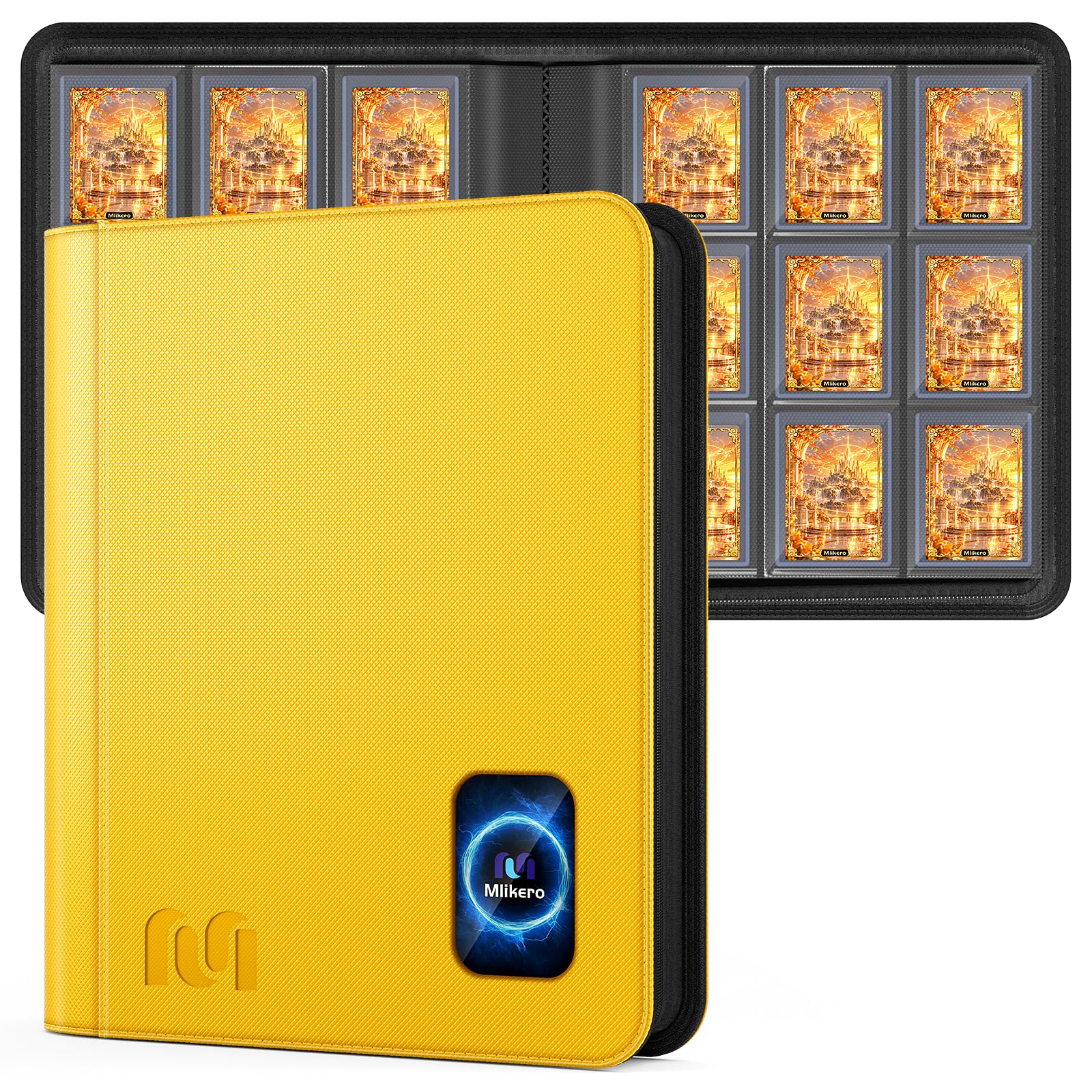 Mlikero 9 Pocket Card Binder, Holds 360 Hard Plastic Card Sleeves, Yellow — image 1