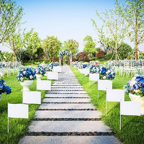 Miniatura 7 de Remerry 50 banderas de sublimación en blanco de 5.51 x 8.27 pulgadas, pequeñas banderas blancas en palos con poste para desfiles de bricolaje,