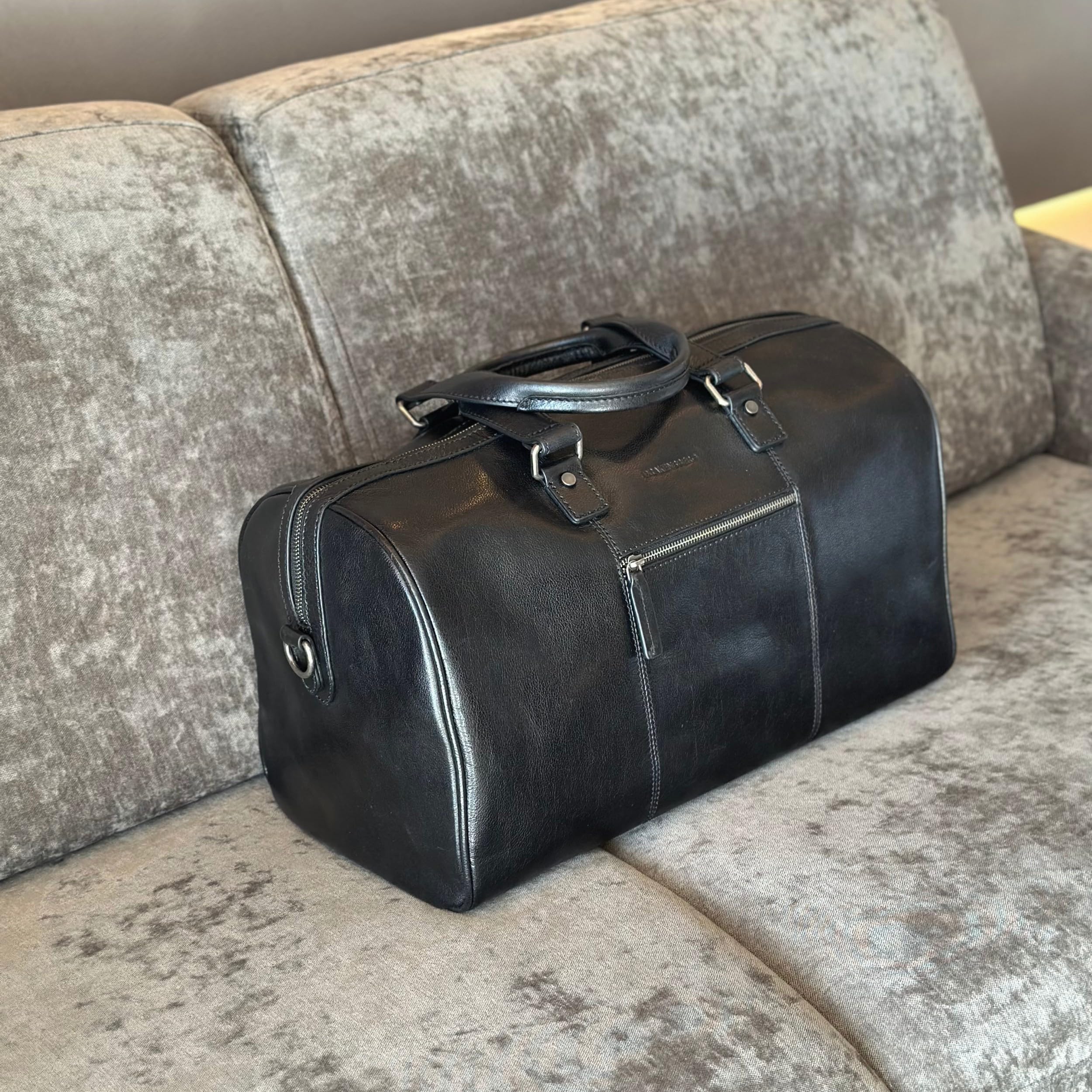 DRAKENSBERG Skórzana torba weekendowa "Romeo" dla kobiet i mężczyzn, luksusowa torba podróżna i bagaż podręczny, nadaje się do IATA Onboard, 30 l - czarny, DR00540, czarny, Handgepäck 20 Zoll, torba