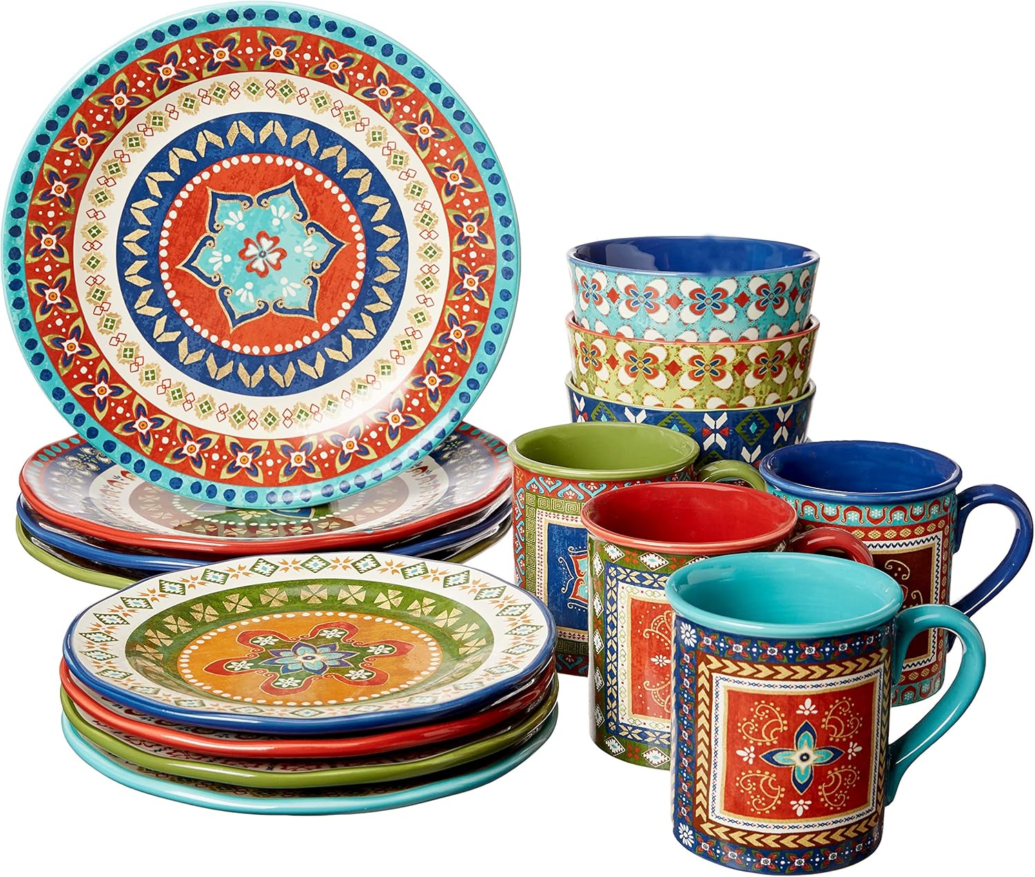 multi colored dinnerware sets