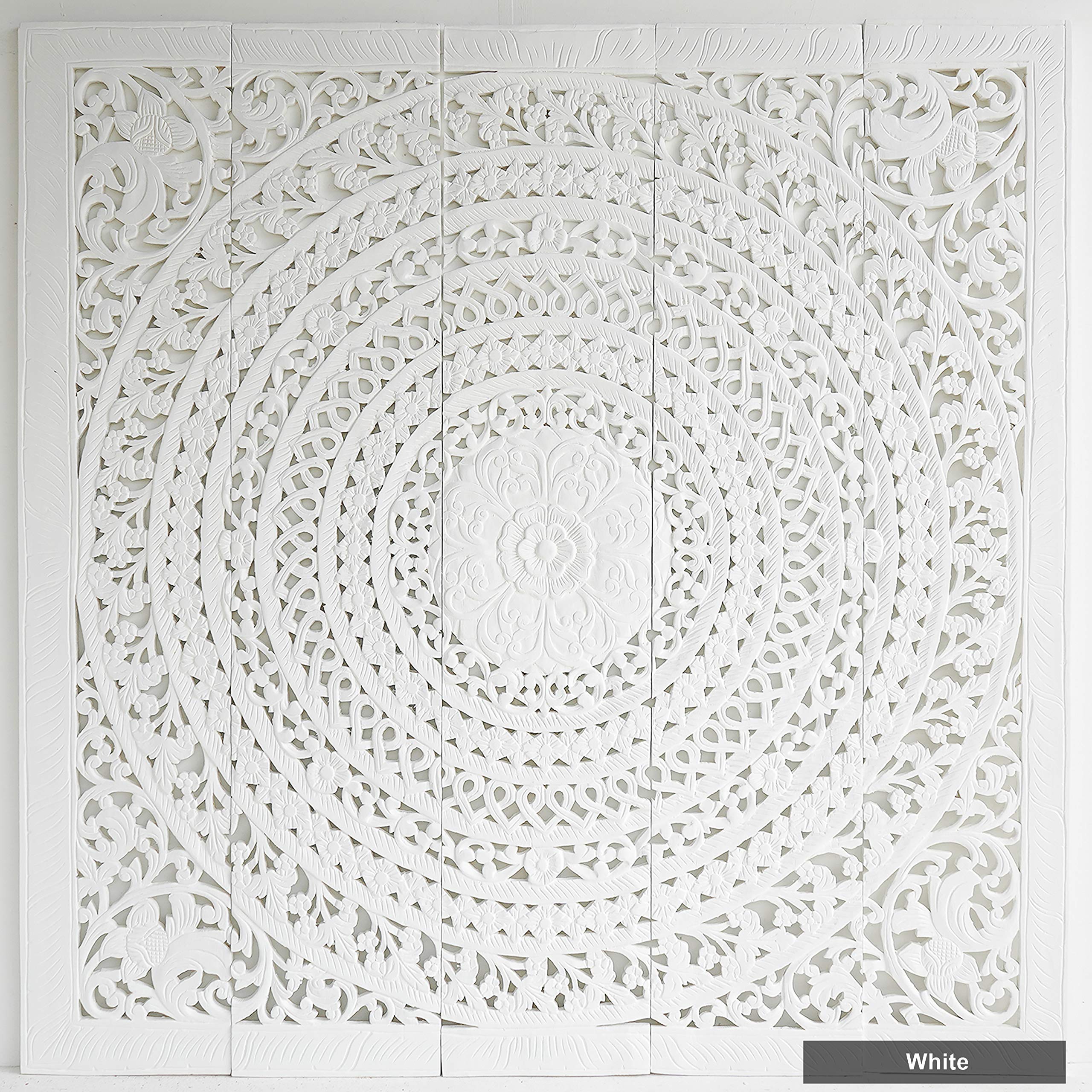 Siam Sawadee Moroccan Queen Headboard Coastal Bedroom - Home Decoration Furniture Wall Art Panels Hand Carved Reclaimed Teak Wood Thailand 60 Inches