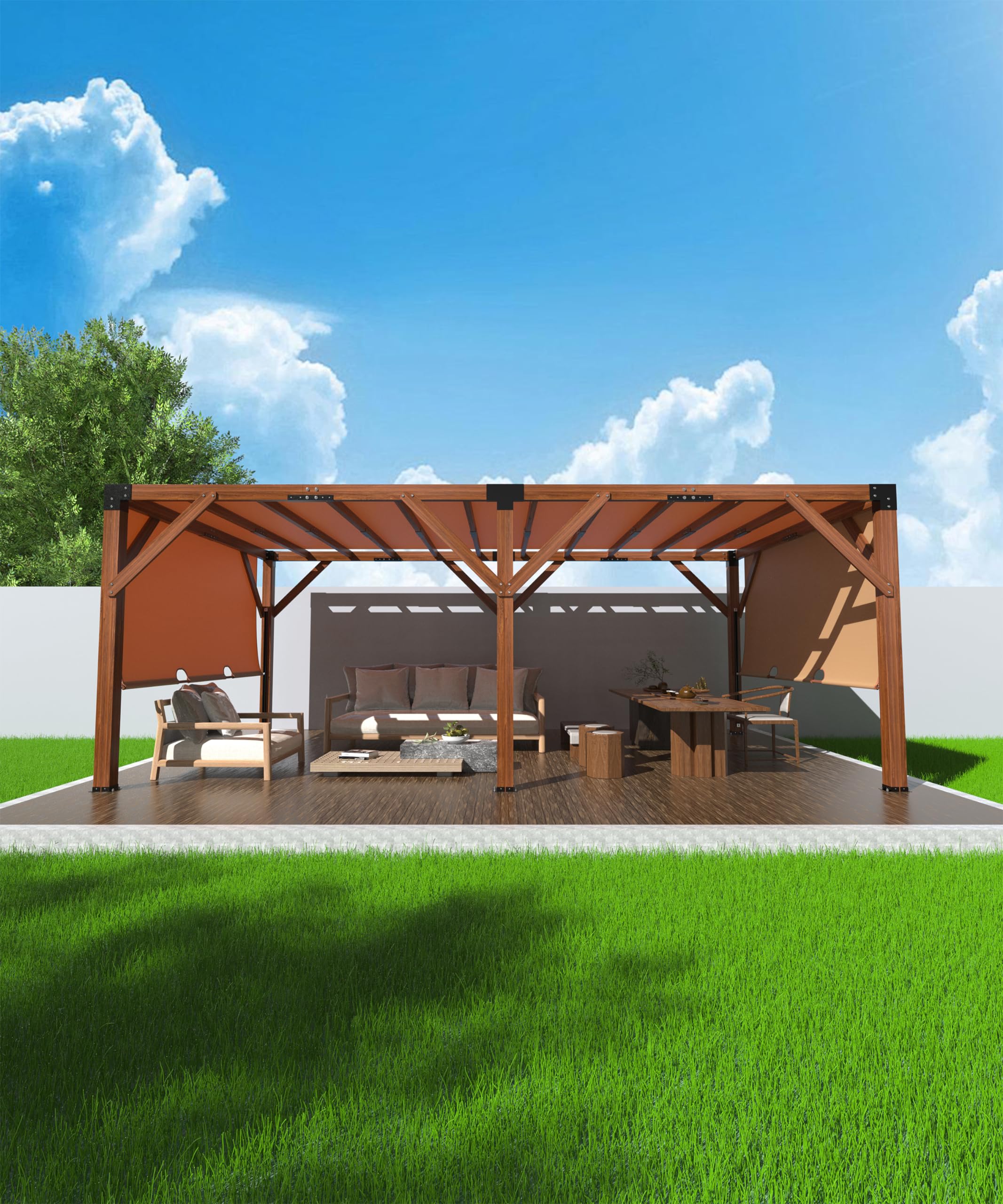 Amazon.com: GAOMON 12 X 20 FT Wood Pergola, Solid Structure ...