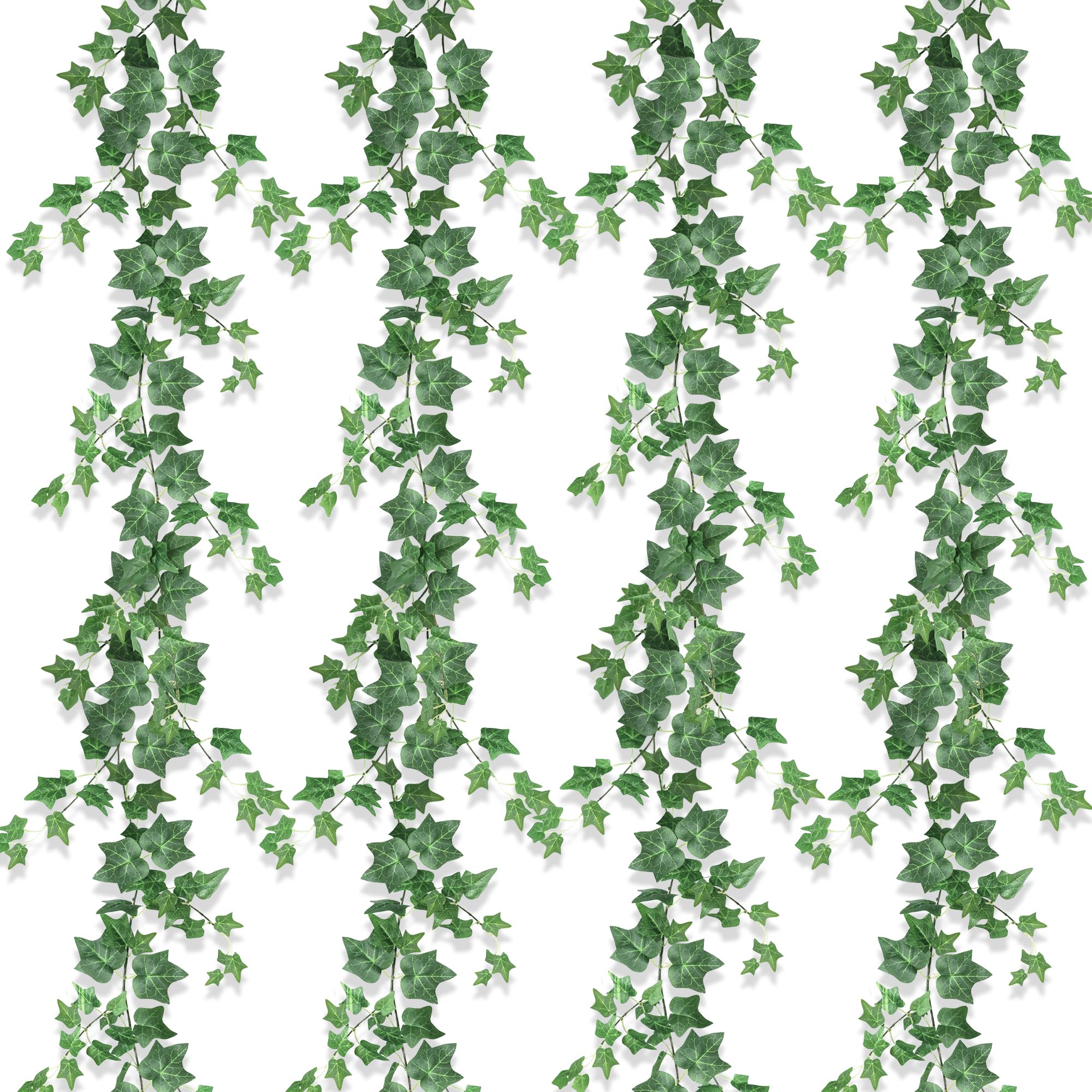 ROLLWAY 4 Stück Künstlicher Efeu Girlande Grün 2M, Fake Efeu Künstlich Girlande Hängepflanze Kunst Efeu Ranken Pflanzen Hängend, künstliches Blätter Girlande Efeuranken Efeugirlande Deko für Zimmer
