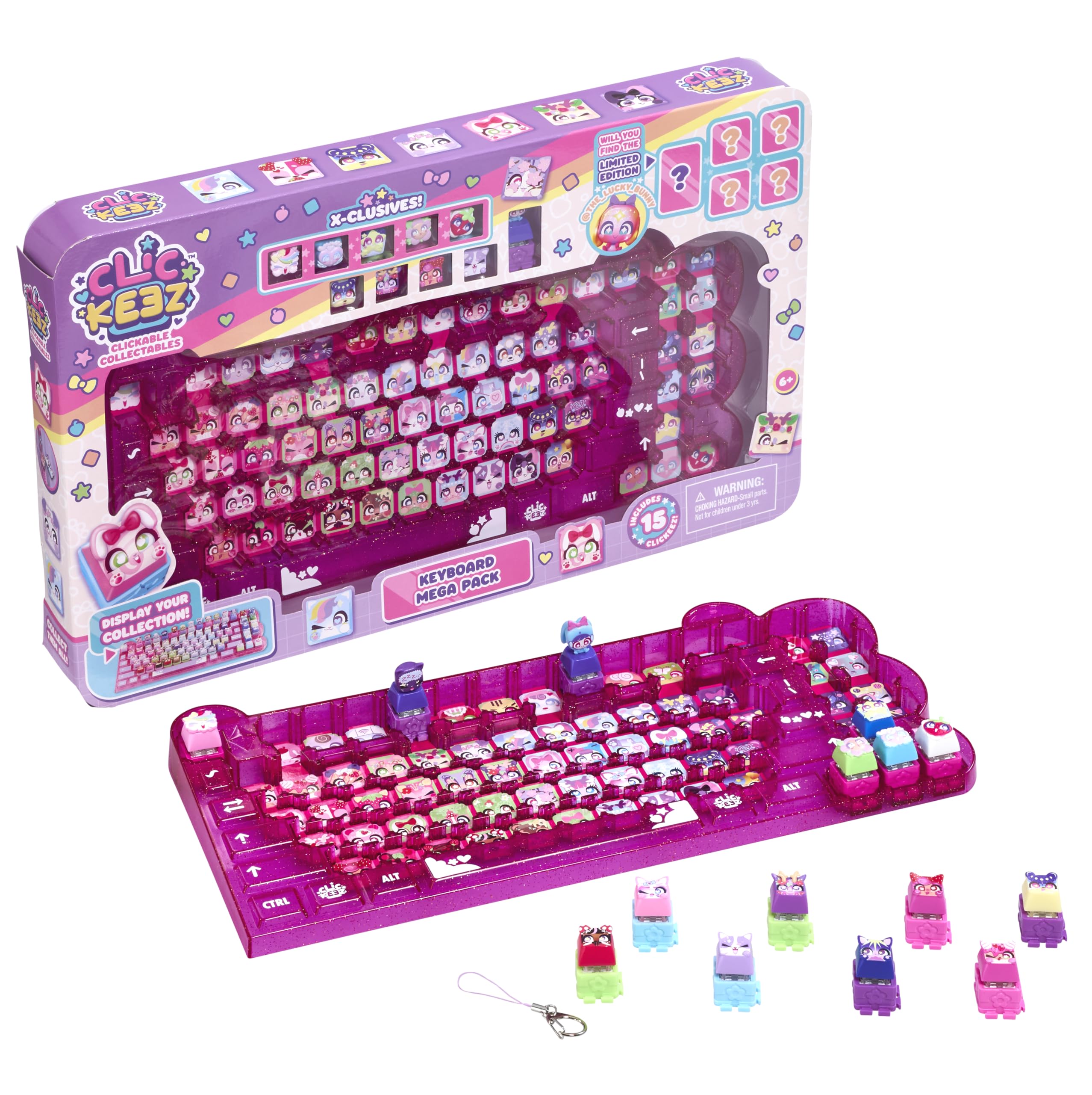 Clickeez Keyboard Mega Pack - The Ultimate Starter Set | Includes Storage Keyboard & 15 with Exclusive Mega Pack Characters | Clickable Collectibles |