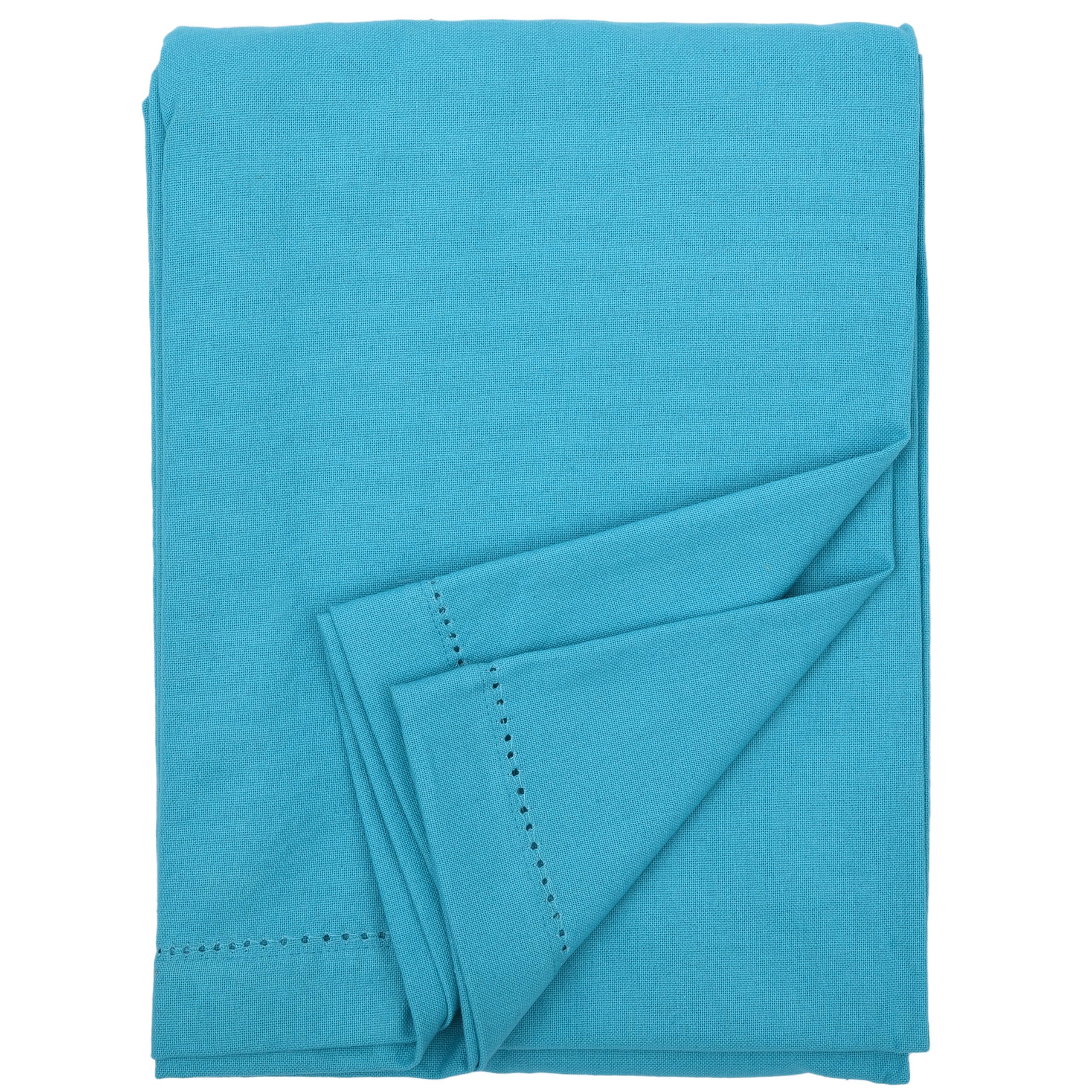 Ragged Rose Cotton Tablecloth for a 6-7 Ft Table - Versatile Table Cloth with Simple Embroidered Hem - Indoor & Outdoor Decor for Living Room, Kitchen, & Garden