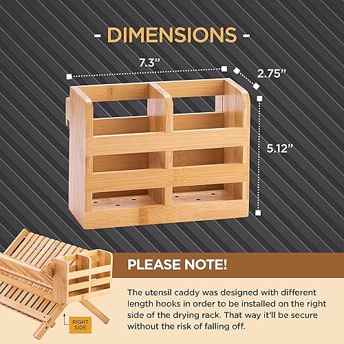 Miniatura 9 de Bambüsi Juego de escurridor de platos de bambú y soporte para utensilios