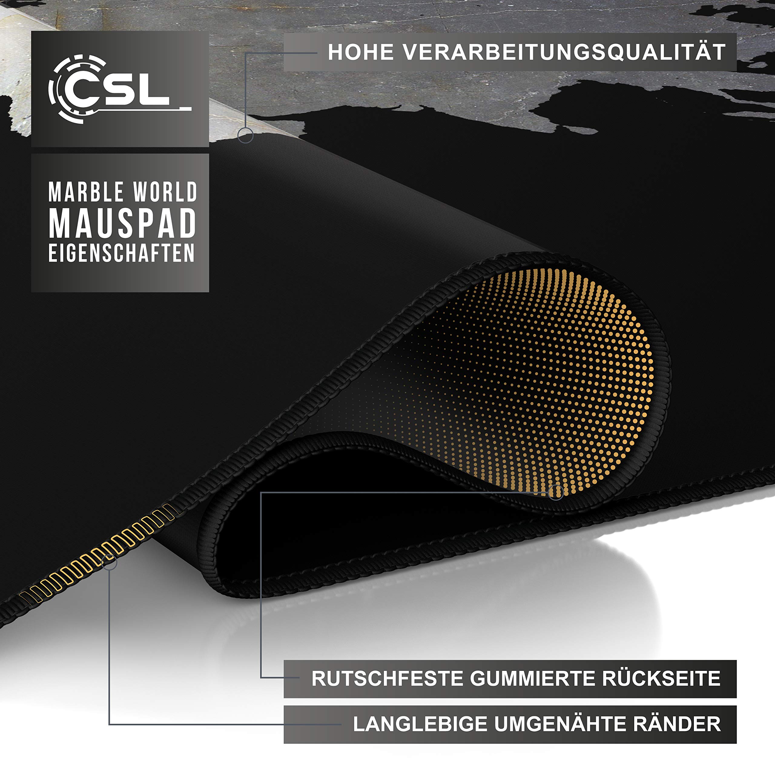 CSL - Tappetino XXL per mouse da gioco in titanio, 900 x 400 mm, misura XL, grande – migliore precisione e velocità – per mouse e tastiera Roccat Razer Logitech