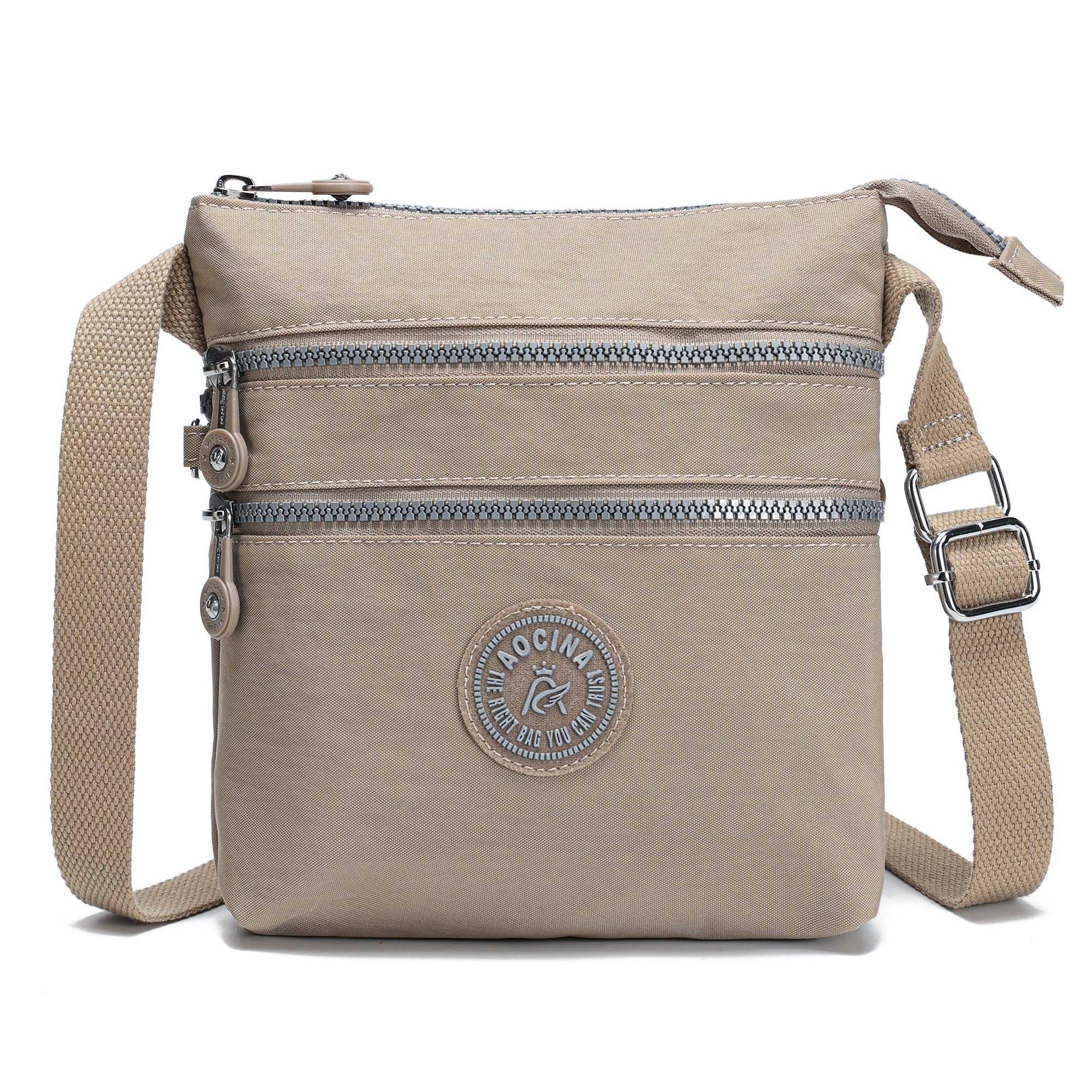 AOCINA Nylon Crossbody Bags for Women Small Cross Body Phone Purse Khaki