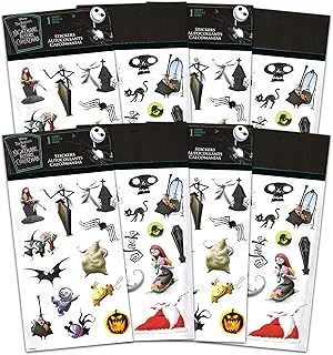Classic Disney Nightmare Before Christmas Stickers 4 Pack Bundle ~ 100 Jack Skellington Stickers for Kids Party Supplies Party Favors Birthdays Halloween and More (Party Decorations)