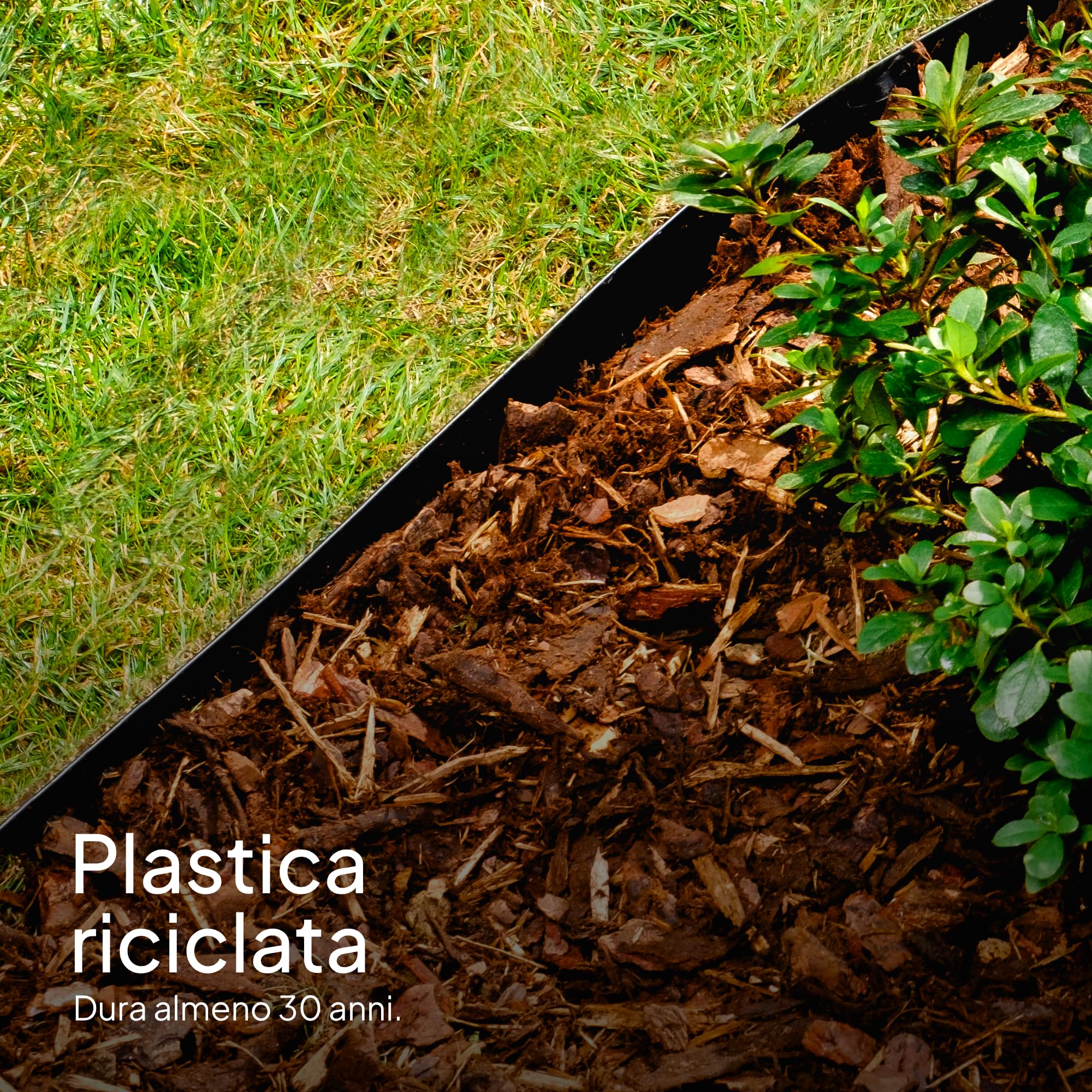 Bordura per Giardino - Bordo Flessibile in Plastica per Prato - Uso Semplice, Lunga Durata (almeno 30 Anni), Massima Flessibilità - Bordatura per Aiuola, Bordure per Aiuole (20 m, Nero)