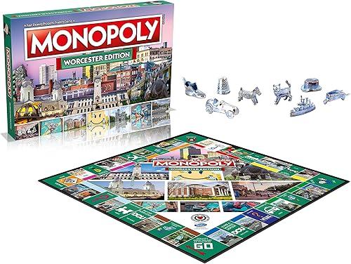 Miniatura 4 de Monopoly Board Game Worcester Edition: 2-6 jugadores Juegos de mesa familiares para niños y adultos, juegos de mesa para niños de 8 años en