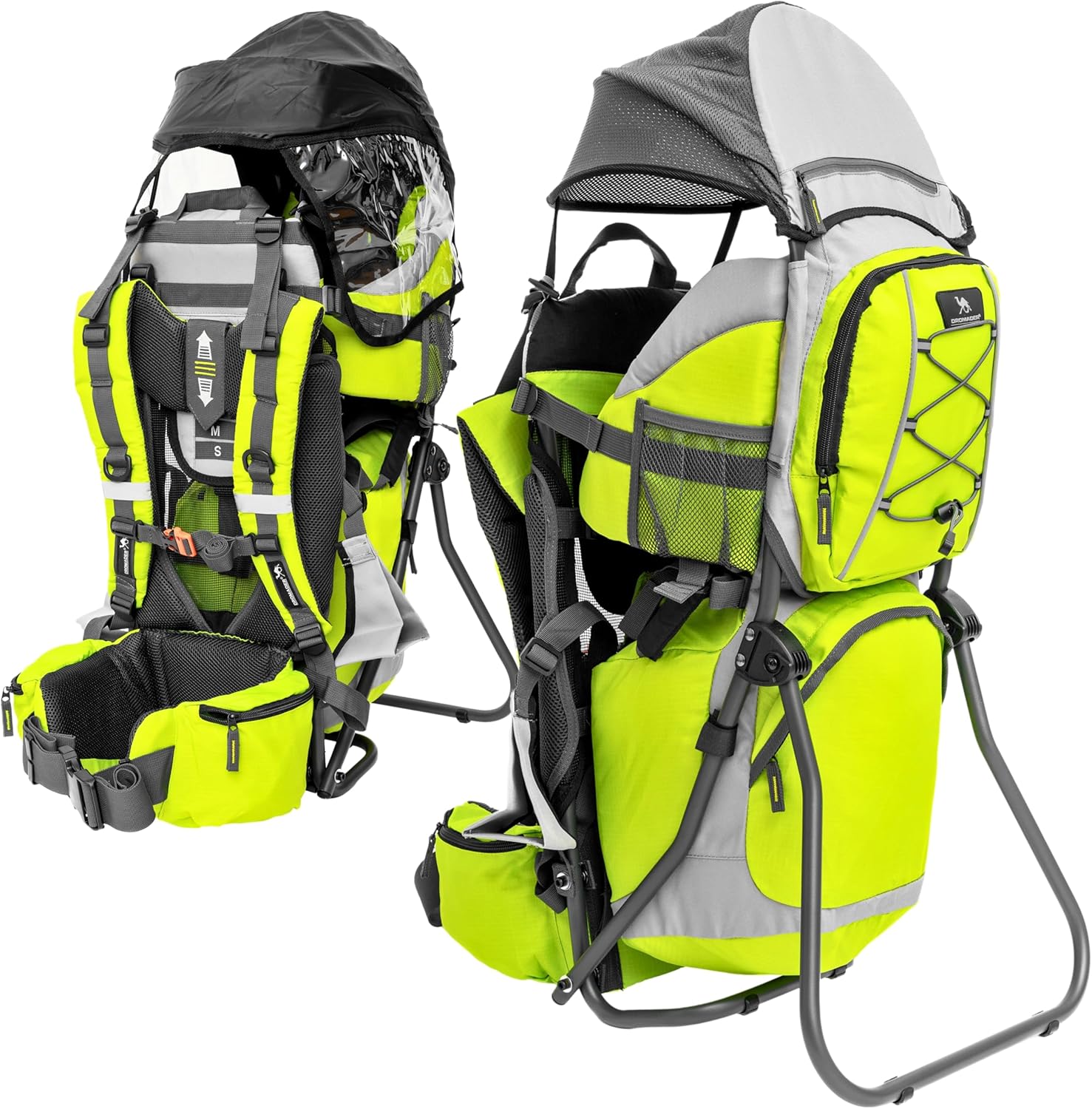 DROMADER Baby Carrier Backpack – Toddler Hiking Backpack with Sun Canopy, Rain Cover, Insulated Pouch, Changing Mat & One-Hand Foldable Frame – Green