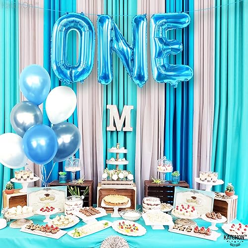 Miniatura 7 de KatchOn Globos Big One - Papel de aluminio azul de 16 pulgadas número uno para decoraciones de primer cumpleaños
