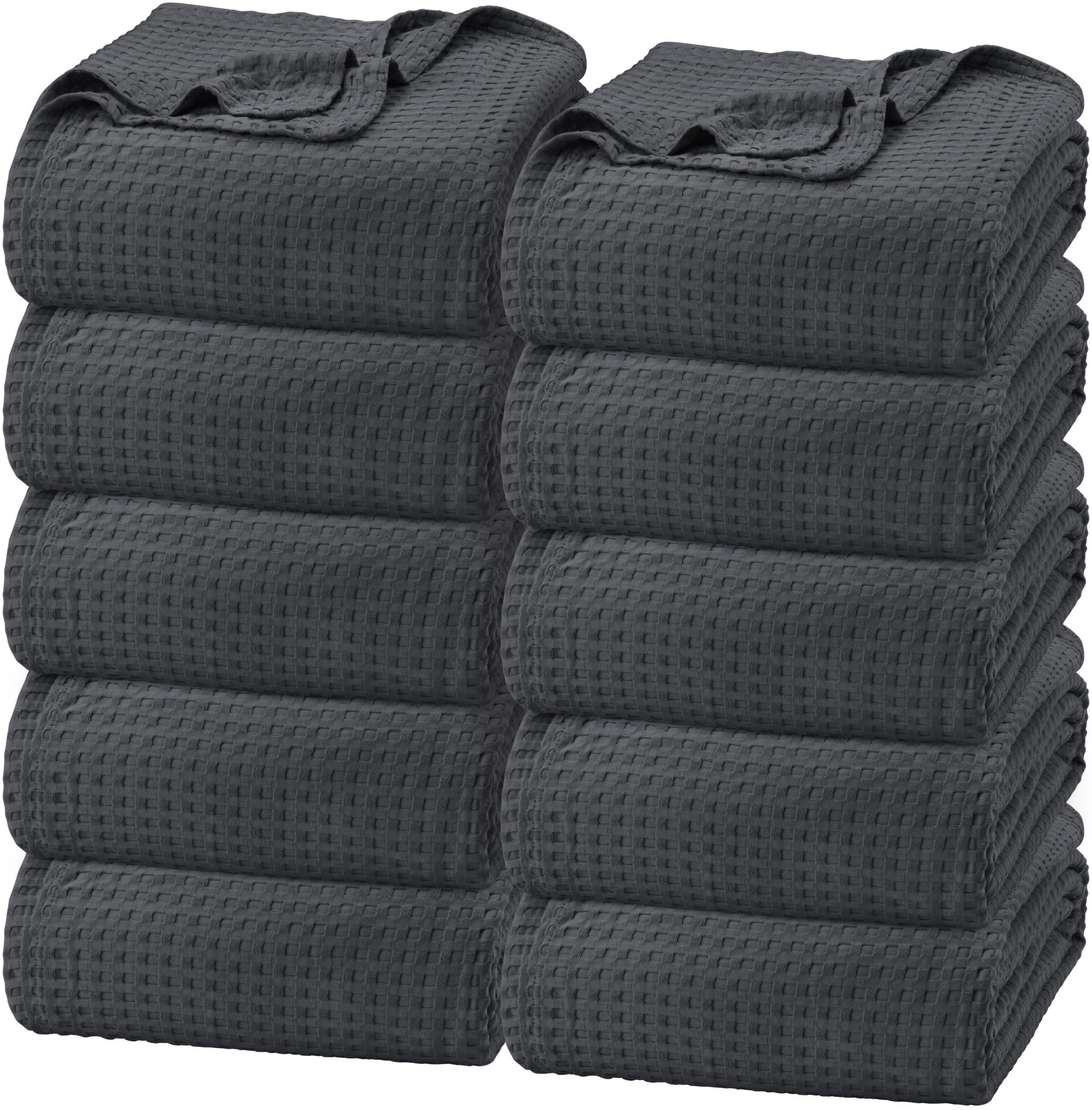 Utopia Bedding Cotton Waffle Blanket 300 GSM Pack of 10 (Charcoal - 228x182 cm) Soft Lightweight Breathable Bed Blanket Big Size Layering Any Bed for All Season โ image 1