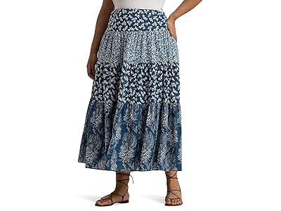 Lauren Ralph Lauren Plus-Size Patchwork Floral Voile Tiered Skirt Women
