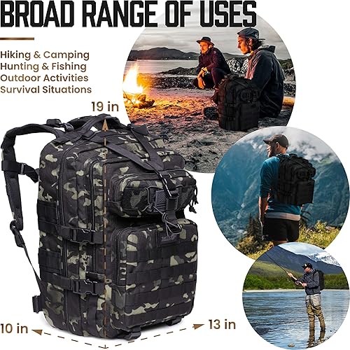 Vista 6 de Tacticon 24BattlePack Mochila táctica Paquete de asalto de 1 a 3 días para hombres 40L Empresa propiedad de veteranos de combate Camping