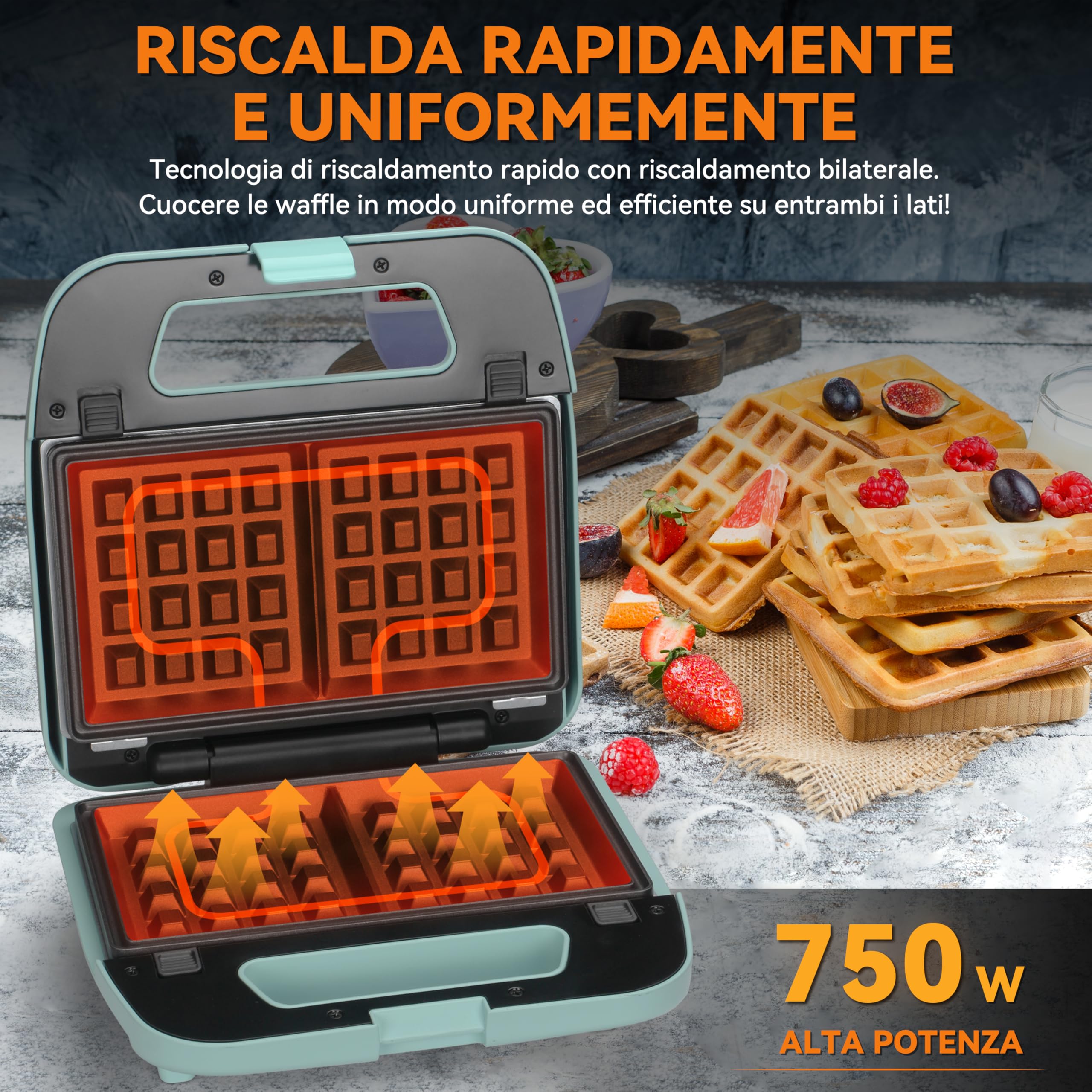 Baker's Friend Cialdaiera 3 in 1 con Piastre Rimovibili, Cialdaiera Quadrata con Piastre Rimovibili, Pressa per Pancake e Panini, Produttore di Formaggio Grigliato, Antiaderente, Acciaio Inossidabile,