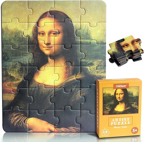 Rompecabezas Da Vinci Mona Lisa de 24 piezas, rompecabezas de artistas para niños de 3 a 5 años, 4 a 6 años, fácil de descompresión intelectual,
