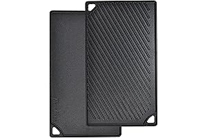 Bruntmor 2-in-1 Reversible Grill Griddle for Gas Stovetop - Pre-Seasoned Cast Iron