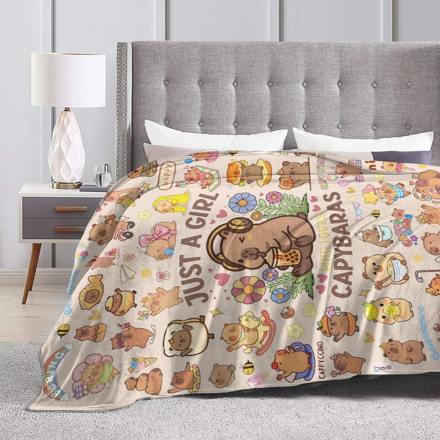 Capybara Gifts Blanket for Kids Girls Boys Adults Animals Lovers, Flanne Throw Blanket, Soft Cozy, Warmth, Fluffy Fuzzy Blankets for Couch, Bed, Travel, Living Room, Home, Decor (Capybara, 50"x40")